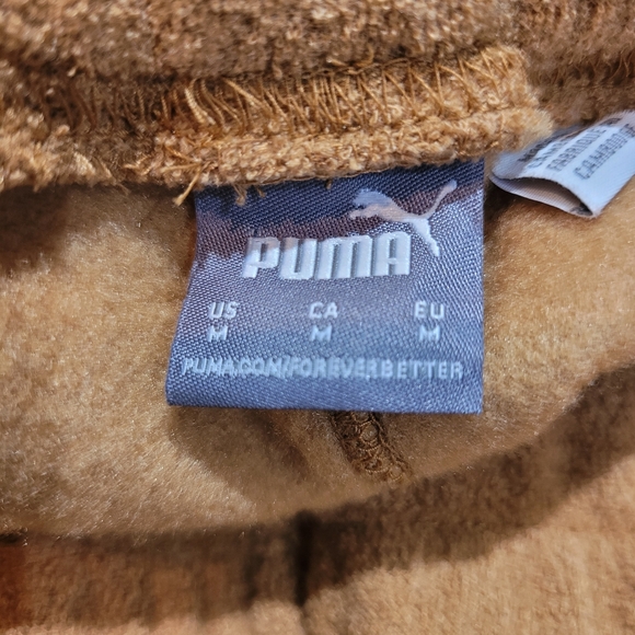 Puma Women's High Waist Teddy Fleece Sweatpants Medium Camel Athleisure Cozy - Picture 6 of 6